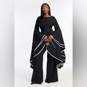 Fashion Nova Black Jumpsuit with White Trim With TAGS! TALL GIRL APPROVED